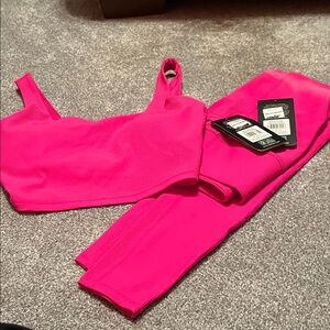 Sketchers tank with built in bra and leggings Vibrant Pink Activewear Set